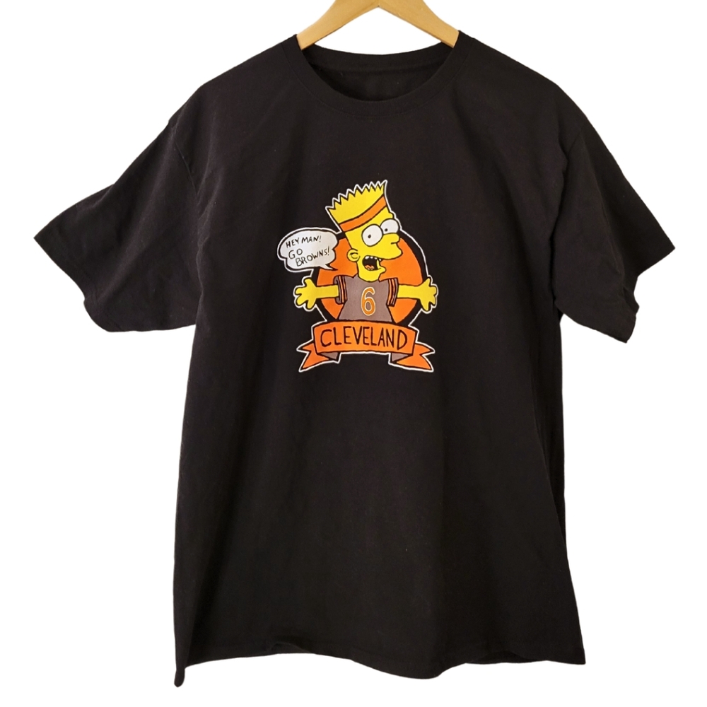 Cleveland Browns Simpsons T-Shirt Mens L Black Modern Remake Bart Football